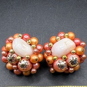 Vintage 1950’s Japan Cluster Bead Earrings